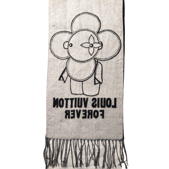 Louis Vuitton LV Forever Reversible Gray Black Cashmere Scarf Pre-Owned - Picture 6 of 16